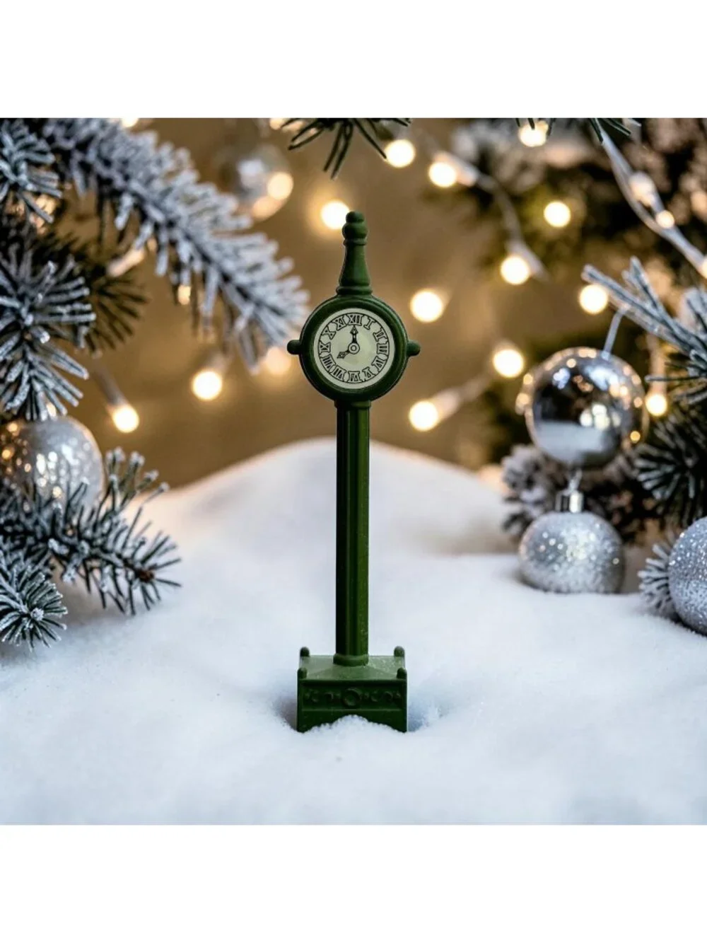 Dept 56 Green Village Metal Clock Christmas Village Accessory